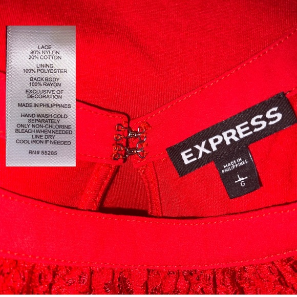 Express Red Lace Front Halter Raw Hem - Picture 3 of 3